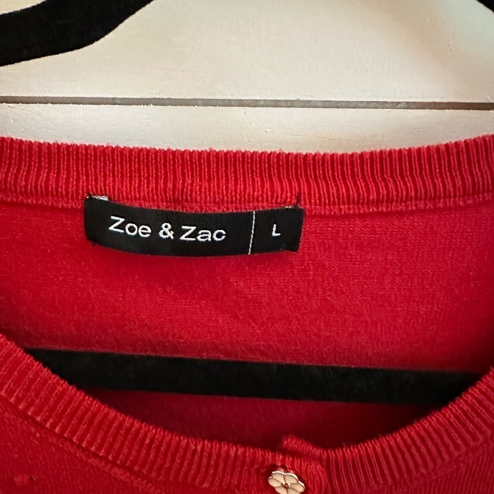 ZOE & ZAC L red flower button woman poly Cottagecore career classic cardigan - Picture 4 of 11